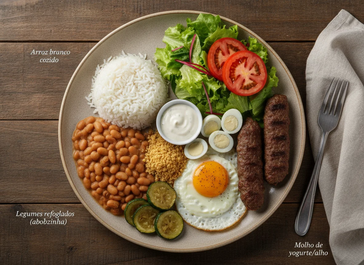 Prato Feito Brasileiro com Kafta e Ovo photo