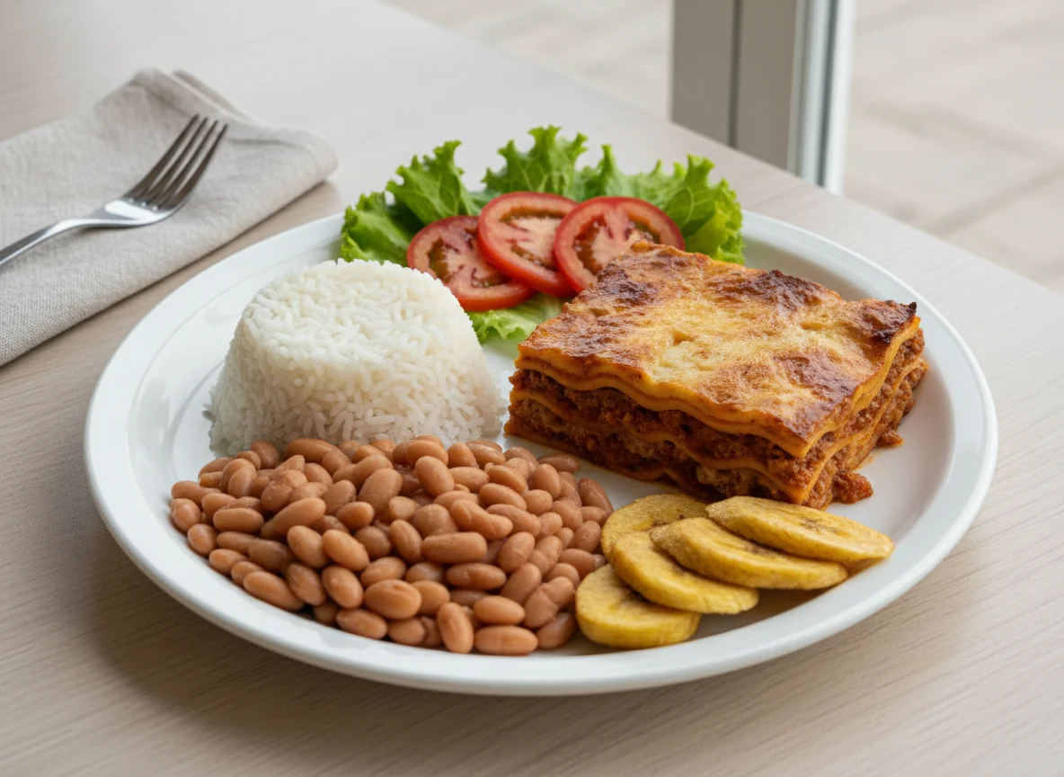 Prato Feito Brasileiro com Lasanha e Salada photo