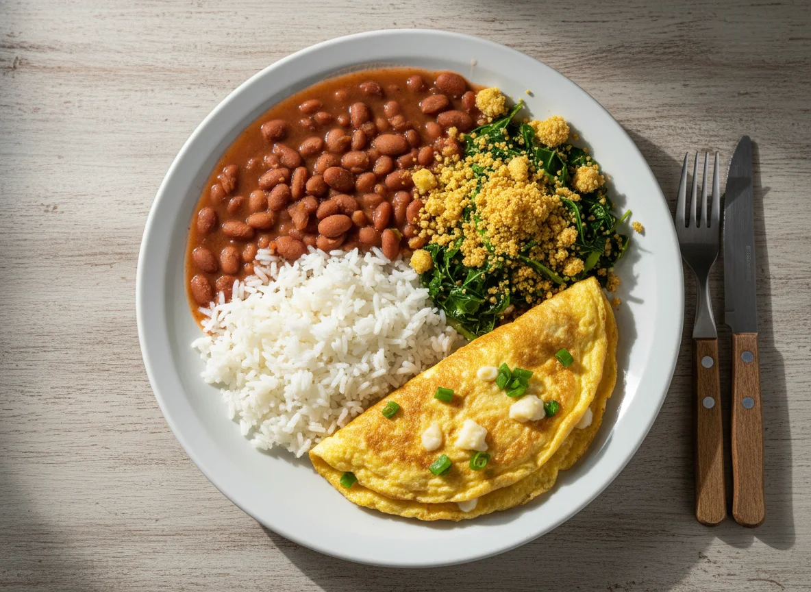 Prato feito brasileiro com omelete photo