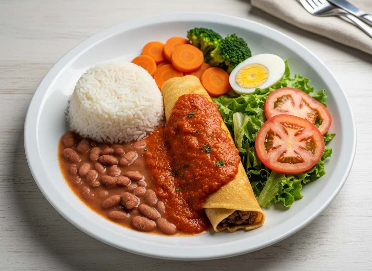 Prato feito brasileiro com panqueca photo