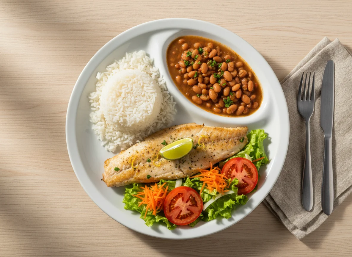 Prato feito brasileiro com peixe photo