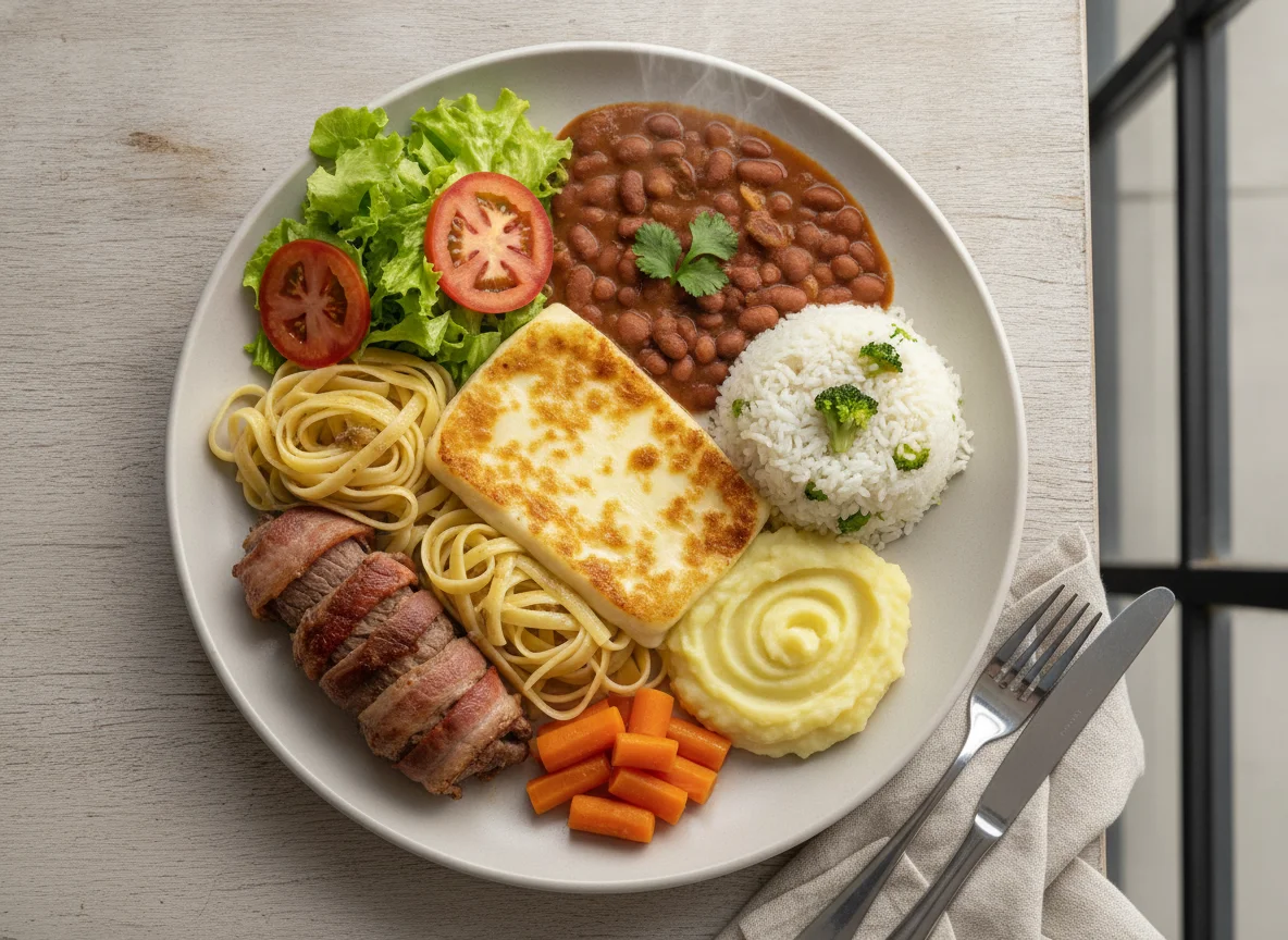 Prato feito brasileiro com queijo provolone assado photo