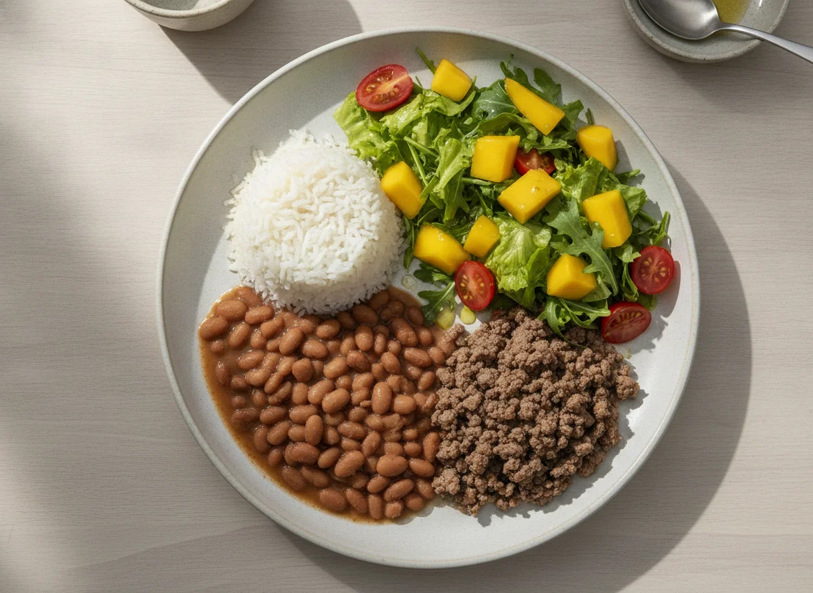 Prato Feito Brasileiro com Salada de Manga photo