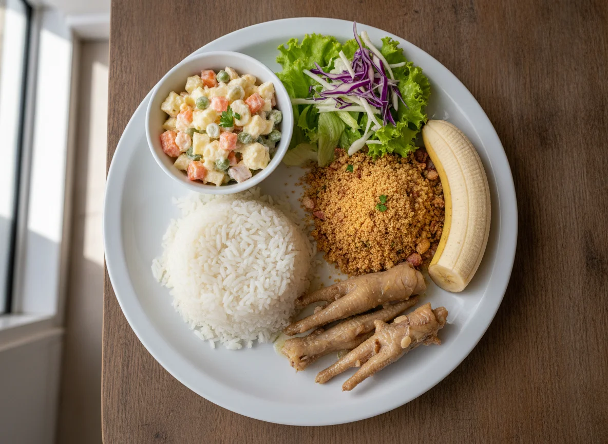 Prato Feito Brasileiro com Salada e Banana photo