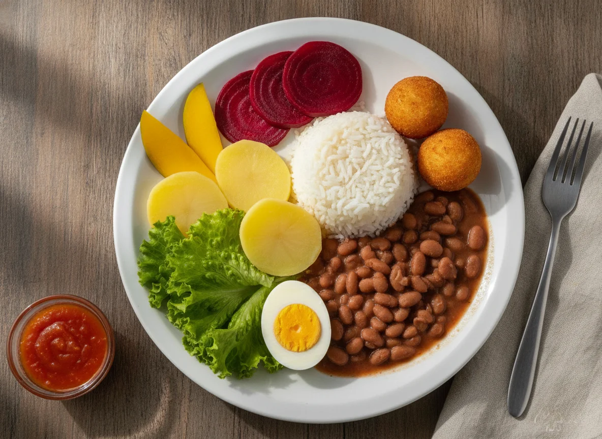 Prato Feito Brasileiro com Salada e Ovo photo