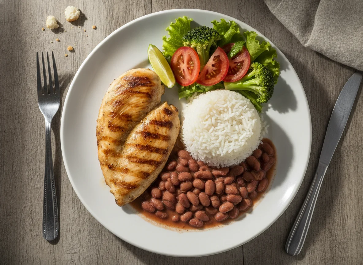 Prato Feito Brasileiro (Frango, Arroz, Feijão e Salada) photo
