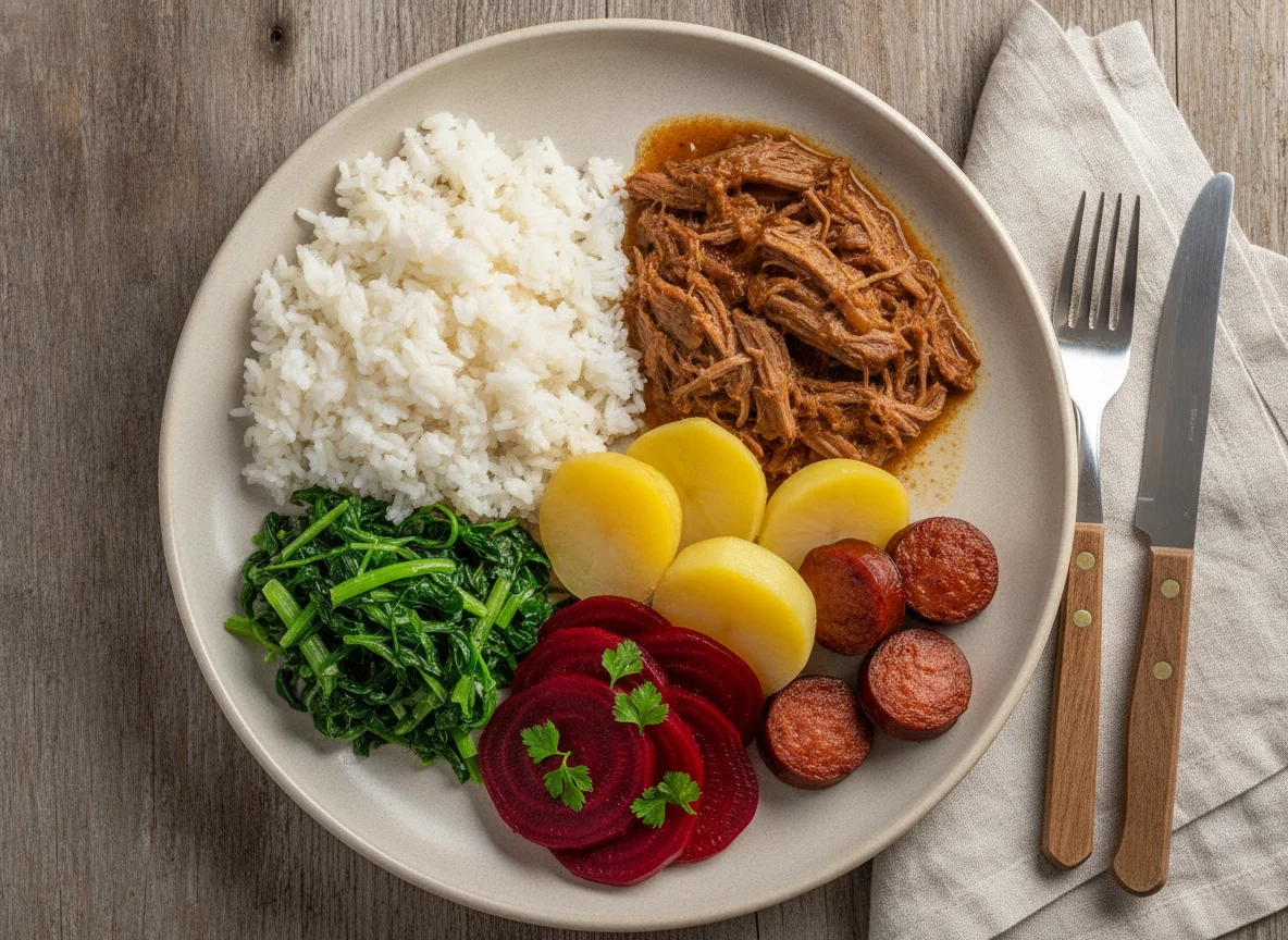 Prato Feito com Arroz, Carne, Batata e Salada photo