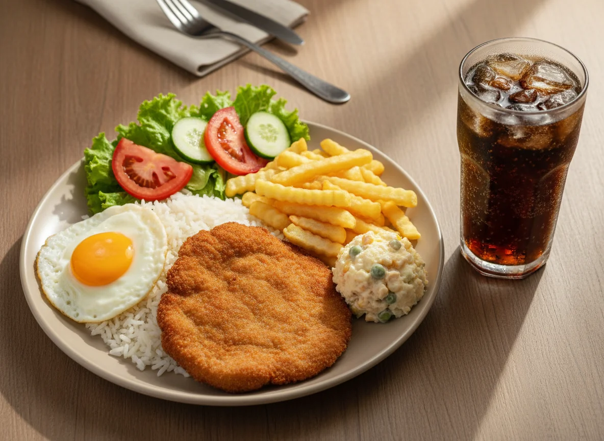 Prato feito com bife à milanesa photo