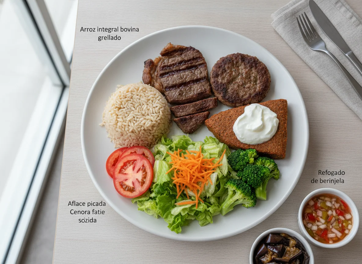 Prato Feito com Bife, Arroz Integral e Salada photo