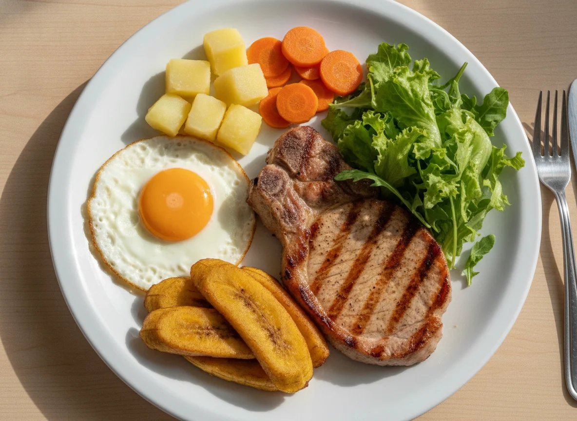 Prato Feito com Bisteca, Ovo e Banana Frita photo
