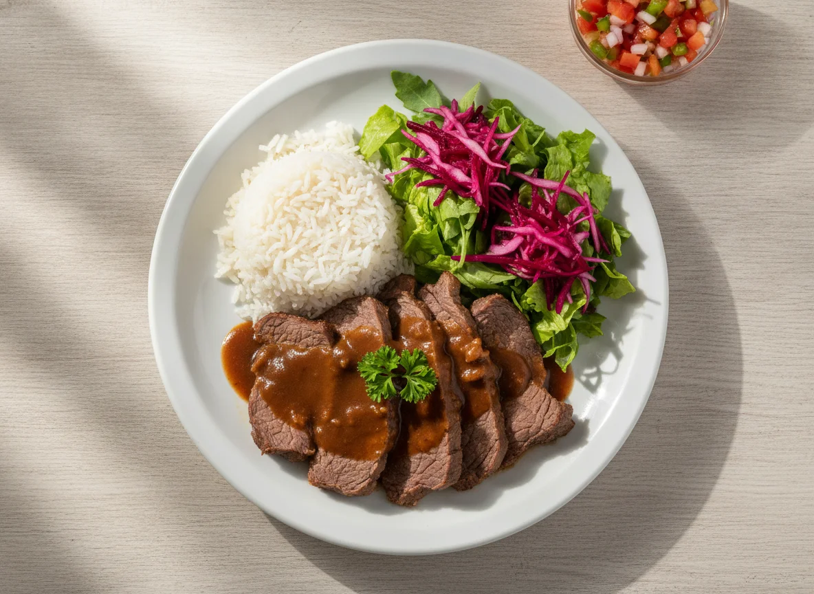 Prato Feito com Carne Assada e Saladas photo