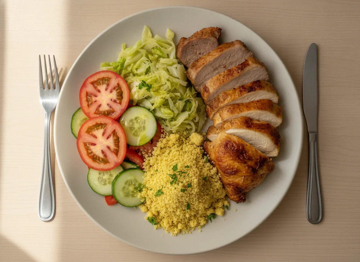 Prato Feito com Carne Assada, Frango e Salada photo