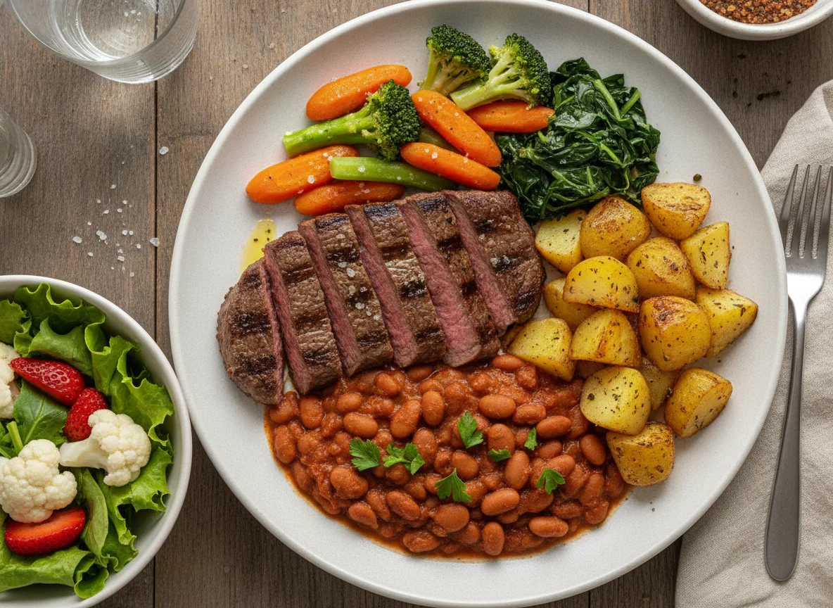 Prato Feito com Carne, Batata e Vegetais photo