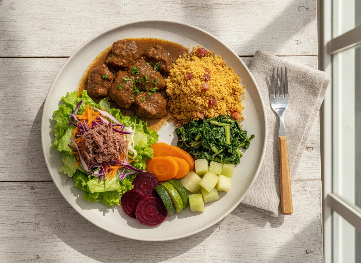 Prato Feito com Carne de Panela e Salada Mista photo