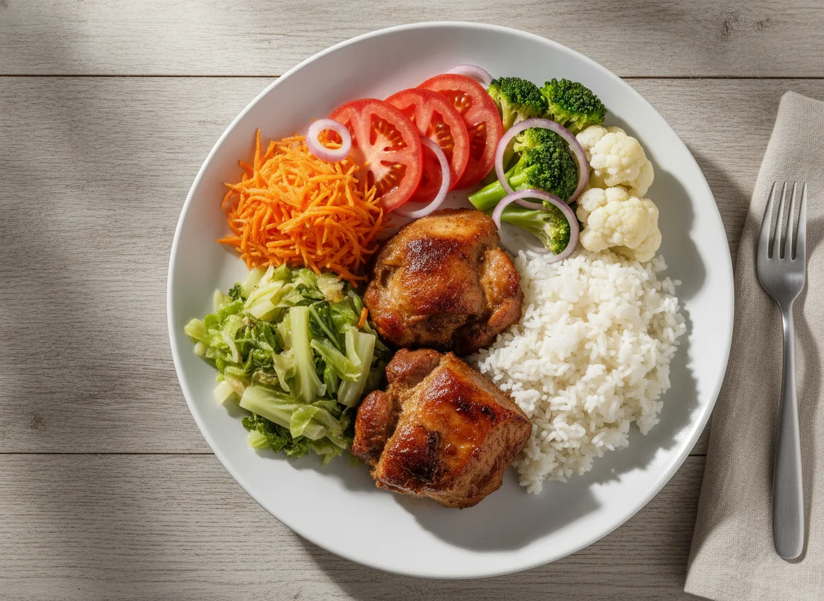 Prato Feito com Carne e Saladas Variadas photo