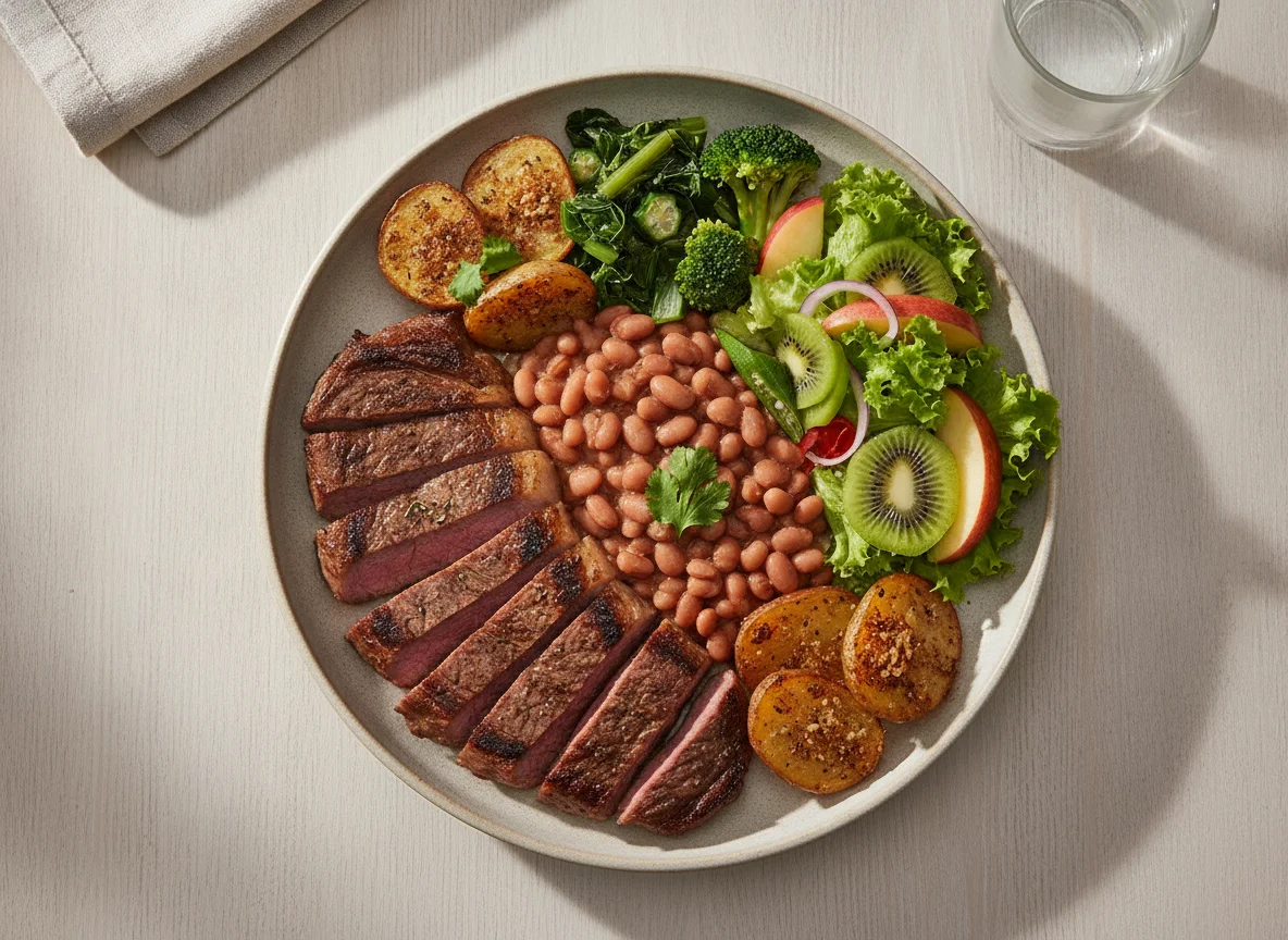 Prato Feito com Carne, Feijão e Salada Mista photo