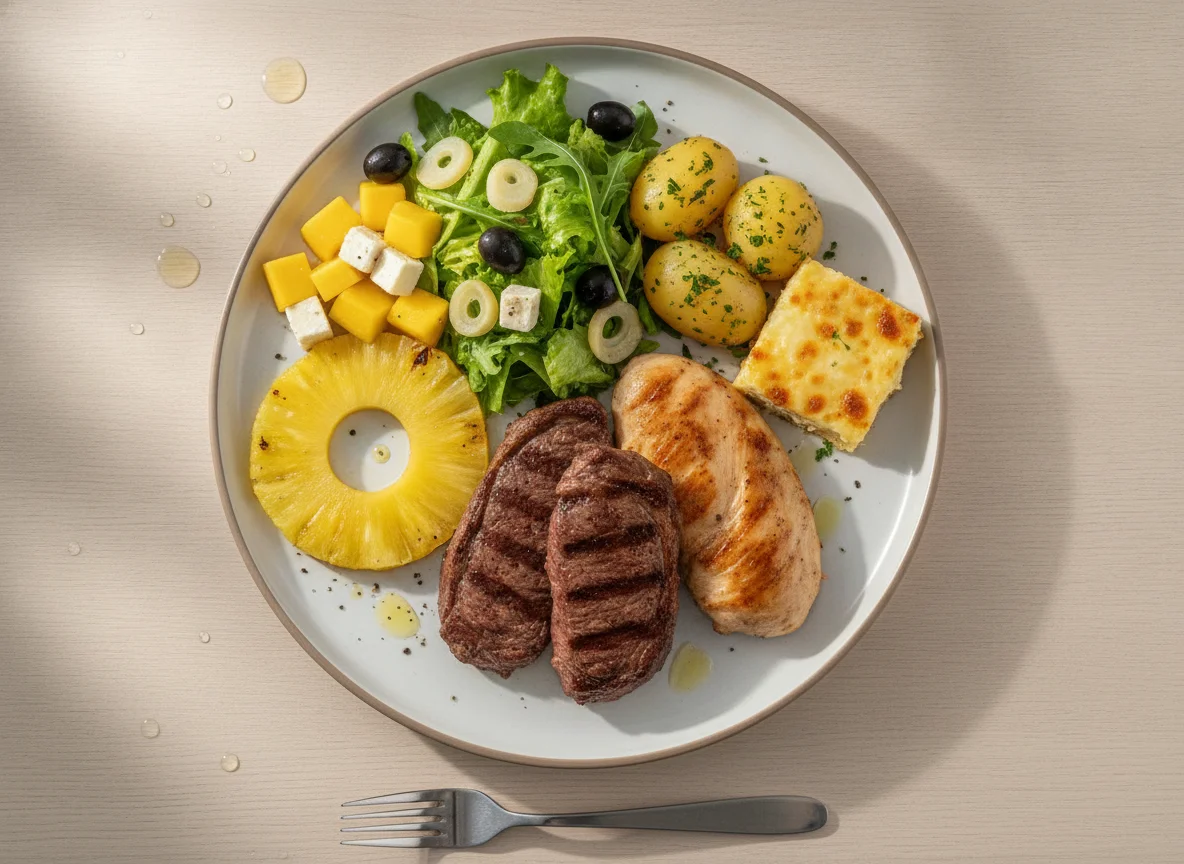 Prato Feito com Carne, Frango e Salada photo