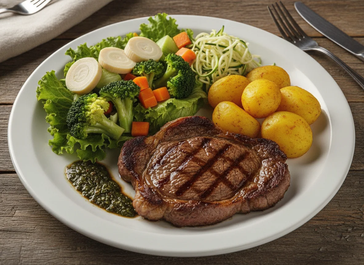 Prato Feito com Carne Grelhada e Salada Mista photo