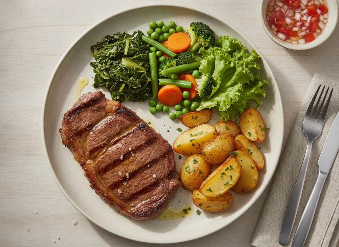 Prato Feito com Carne Grelhada e Salada photo