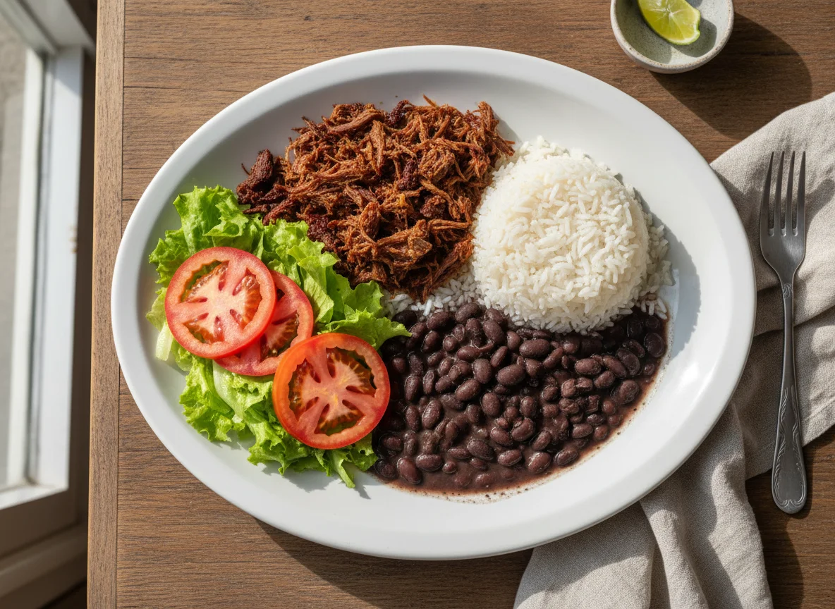 Prato Feito com Carne Seca, Arroz, Feijão e Salada photo