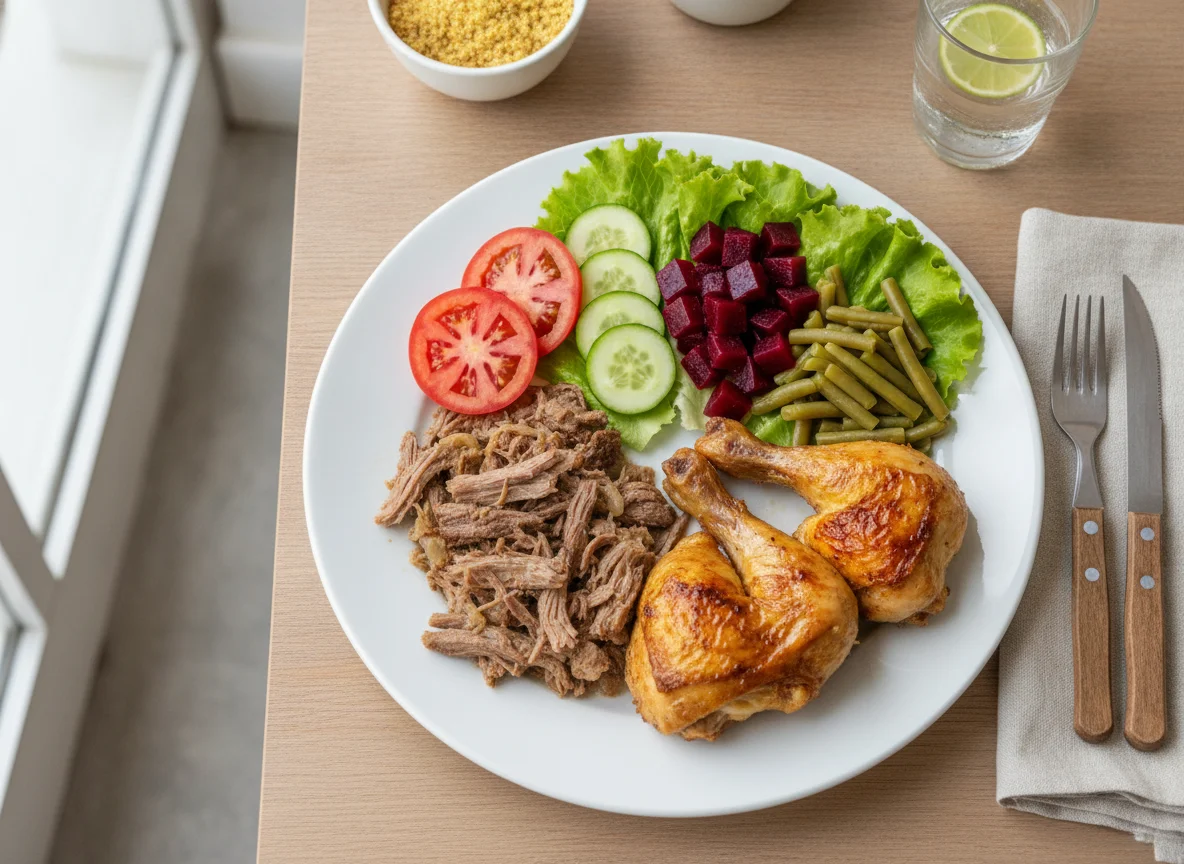 Prato Feito com Carnes e Salada photo