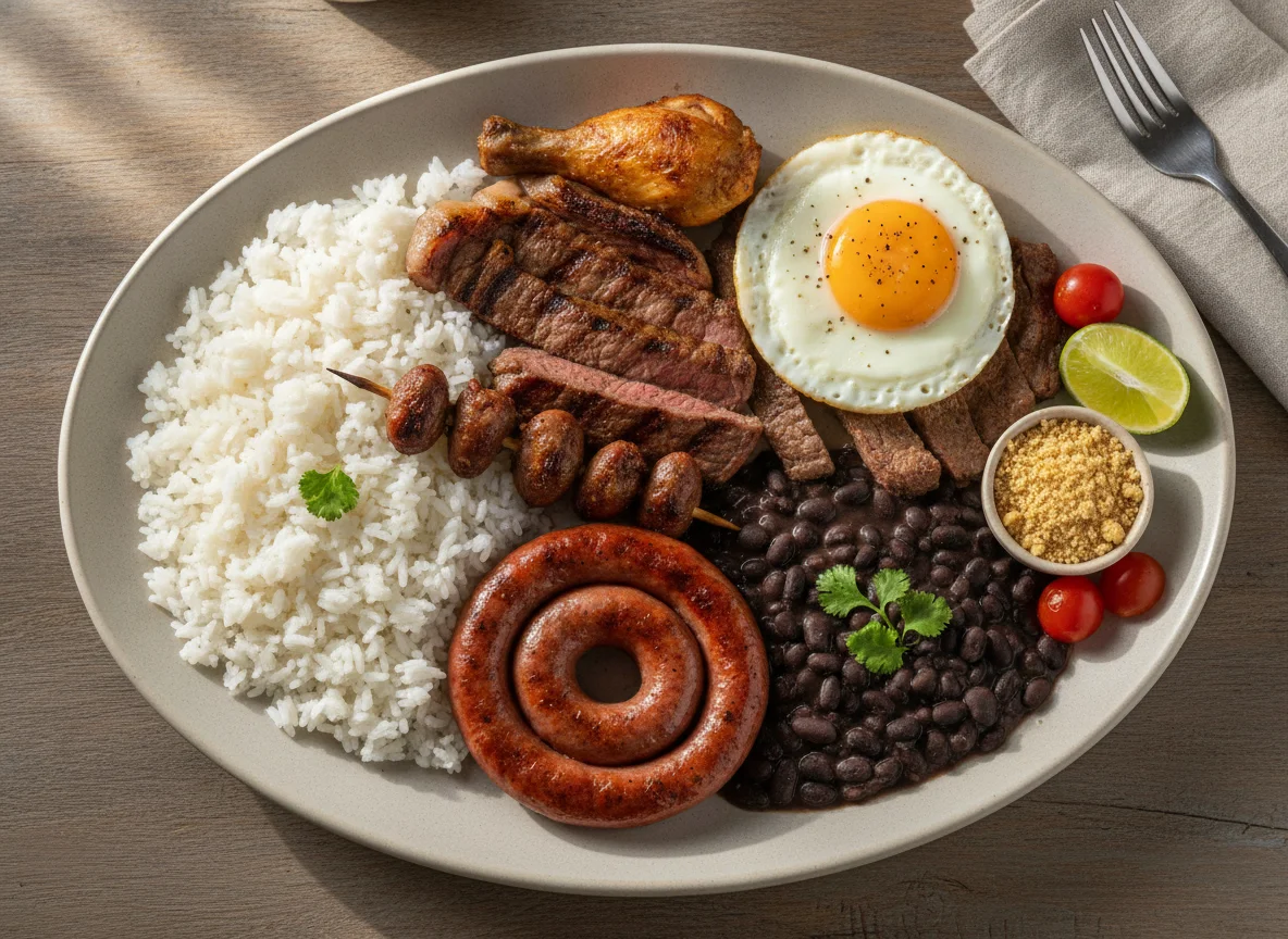 Prato Feito com Churrasco e Feijão Preto photo