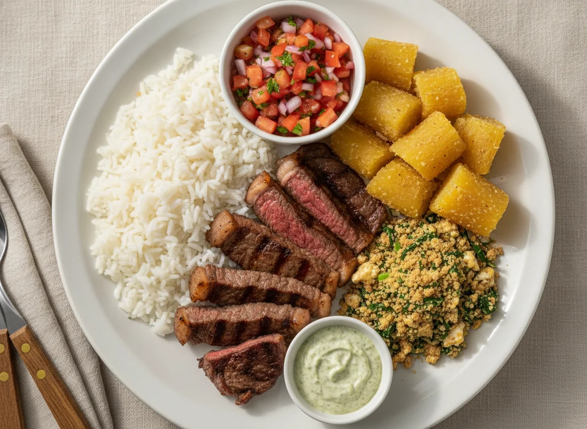 Prato Feito com Churrasco e Mandioca photo