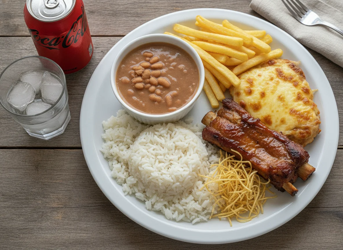 Prato Feito com Churrasco e Refrigerante photo