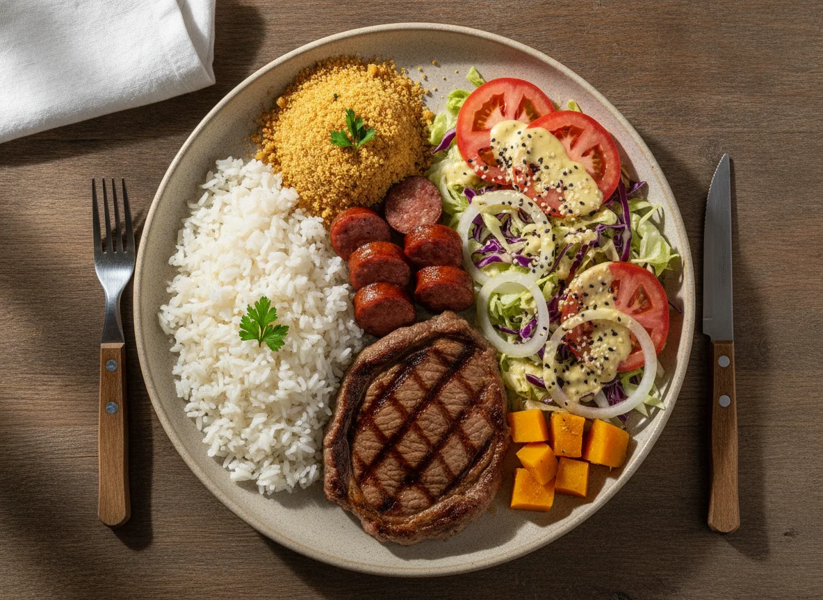 Prato Feito com Churrasco e Salada photo