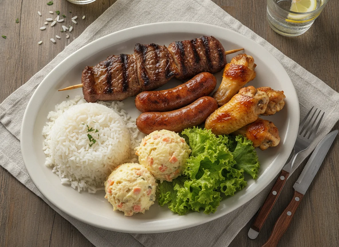 Prato Feito com Churrasco e Salada de Maionese photo
