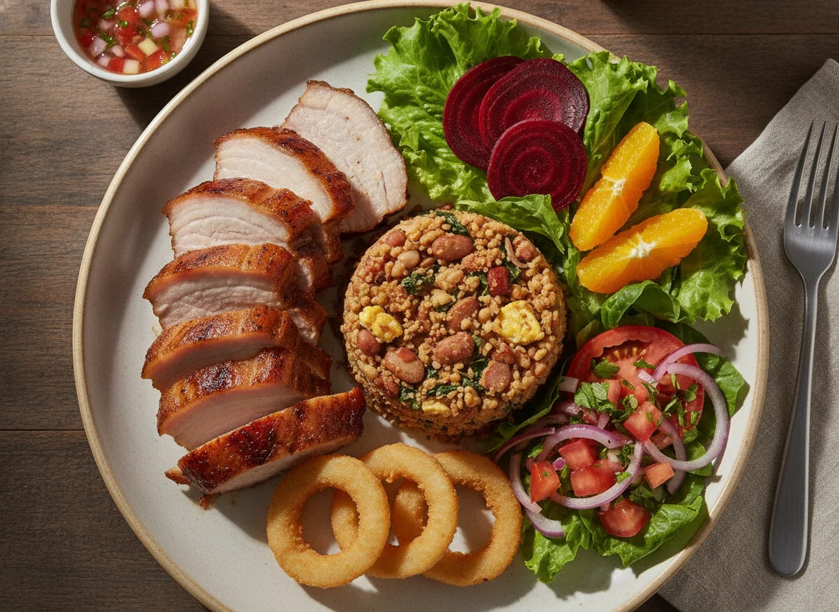 Prato Feito com Churrasco, Feijão Tropeiro e Salada photo