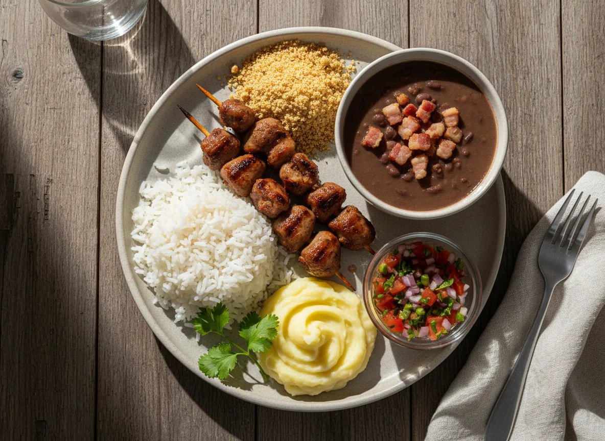 Prato Feito com Coração de Frango e Acompanhamentos photo