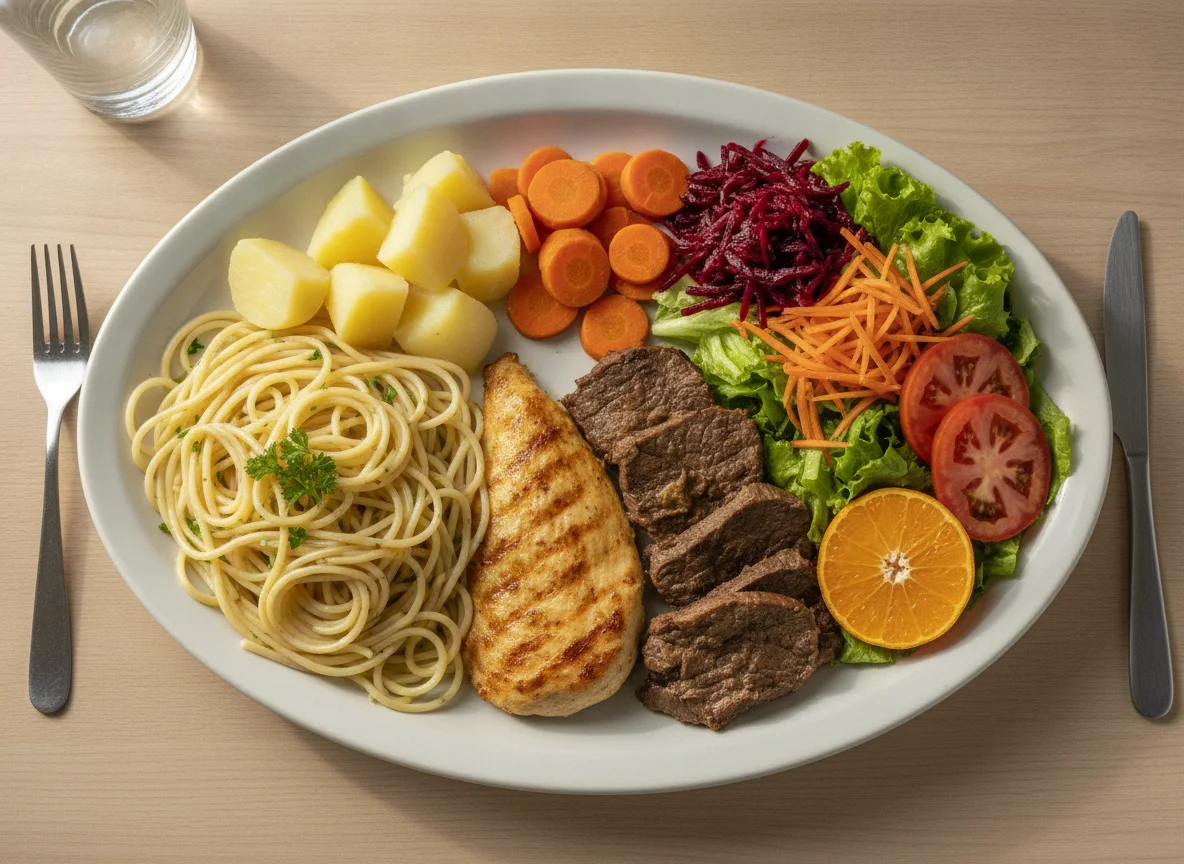 Prato Feito com Espaguete e Salada photo