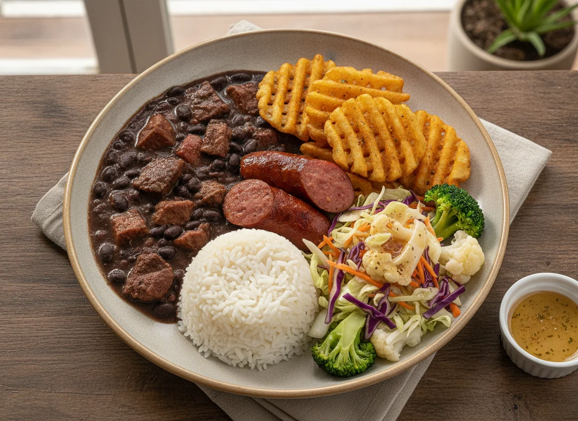 Prato Feito com Feijoada, Batata Waffle e Salada photo