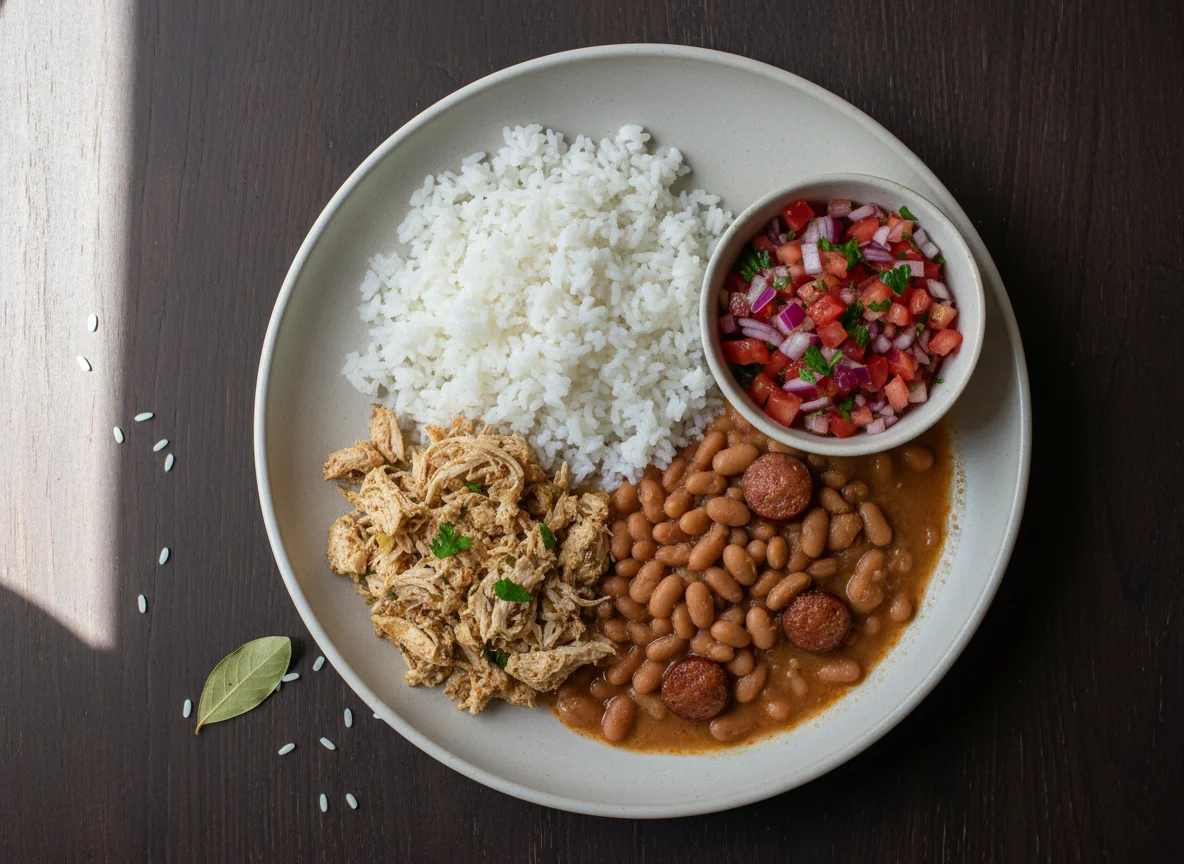 Prato Feito com Frango, Arroz, Feijão e Vinagrete photo