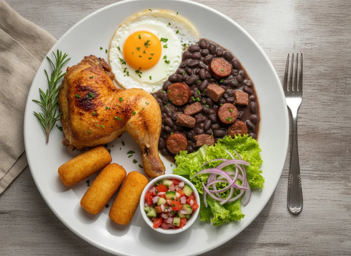 Prato Feito com Frango Assado e Feijoada photo