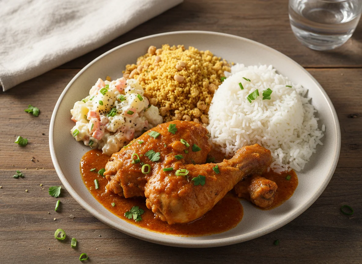 Prato feito com frango e acompanhamentos photo