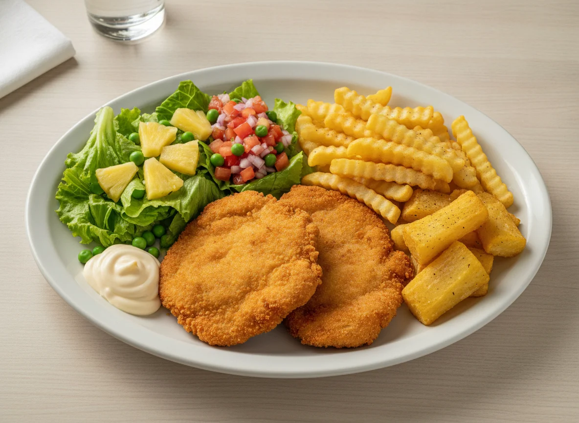 Prato Feito com Frango Empanado e Salada photo