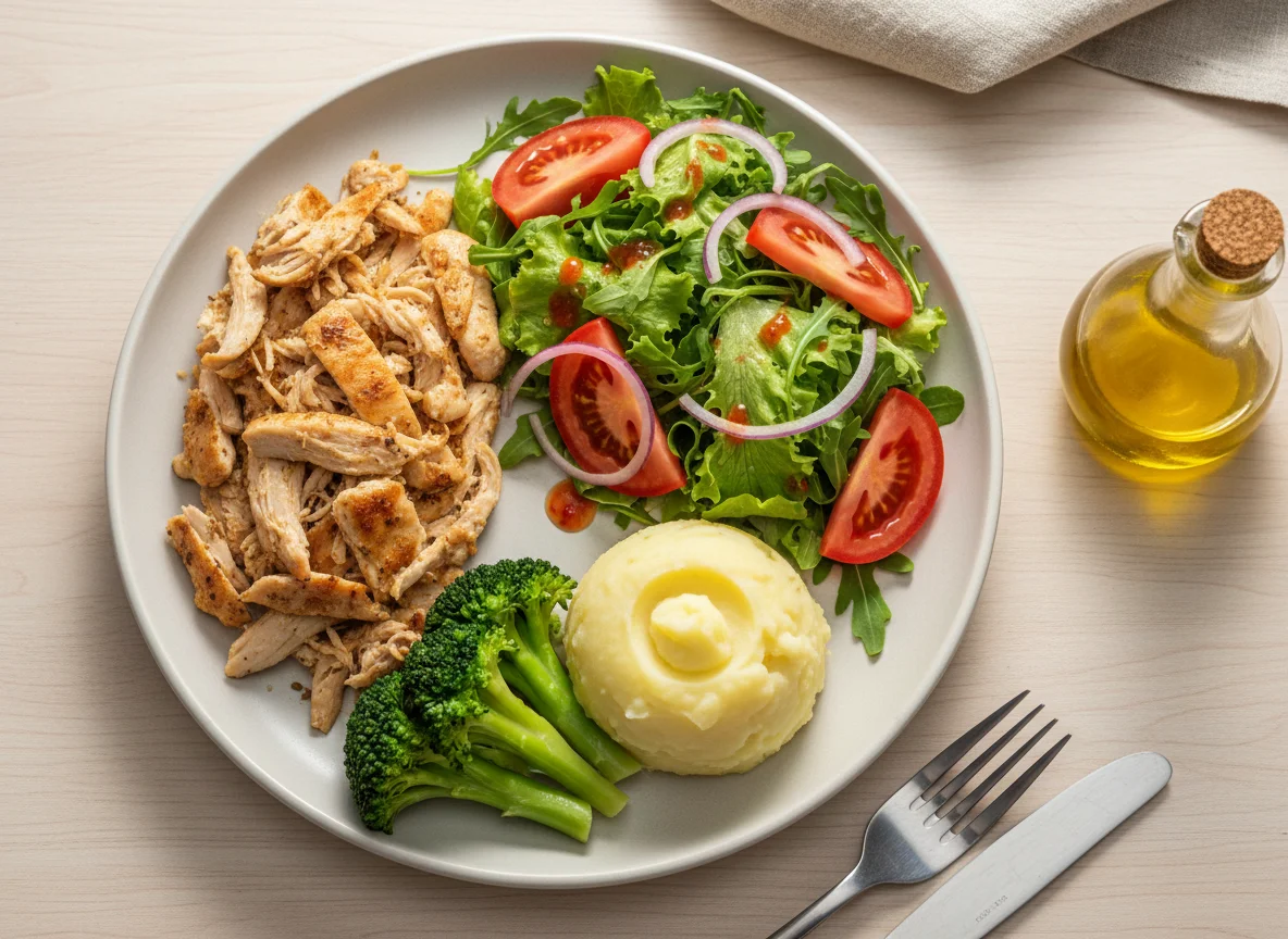 Prato feito com frango grelhado e salada photo