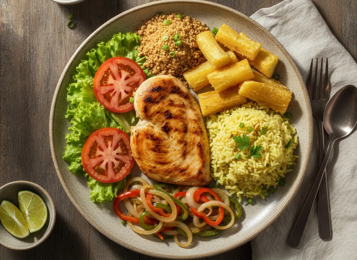 Prato Feito com Frango Grelhado, Mandioca e Salada photo