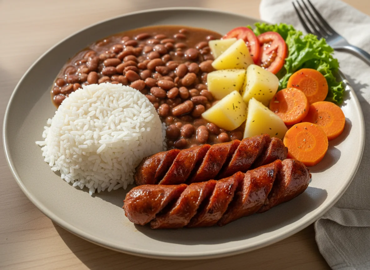 Prato feito com linguiça photo