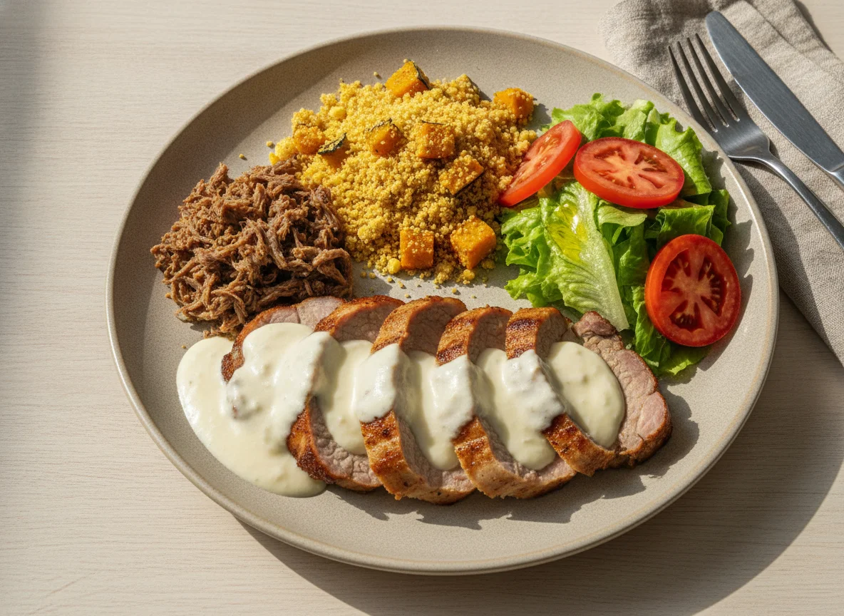 Prato Feito com Lombo, Farofa e Salada photo