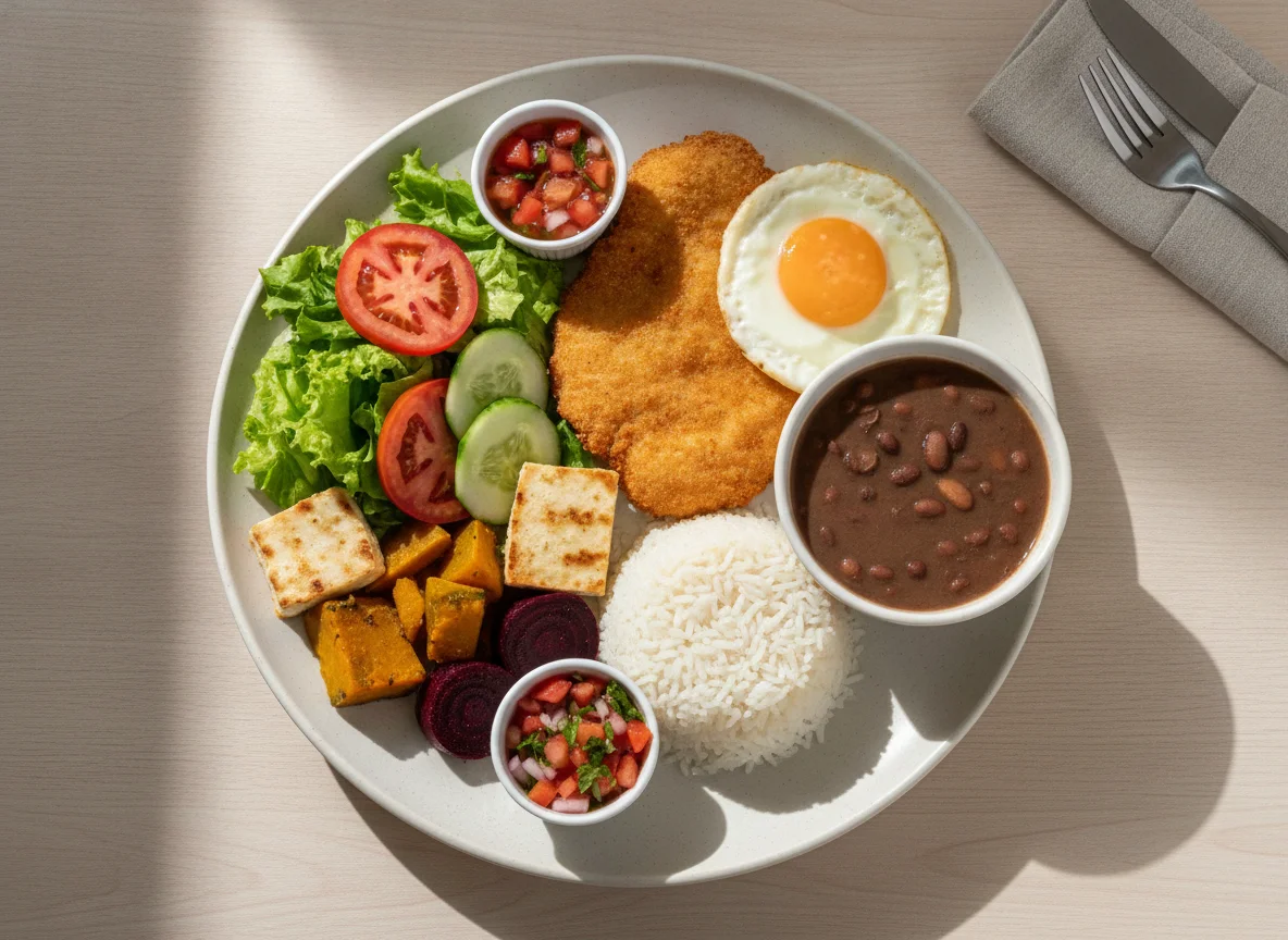 Prato Feito com Milanesa, Ovo e Salada photo