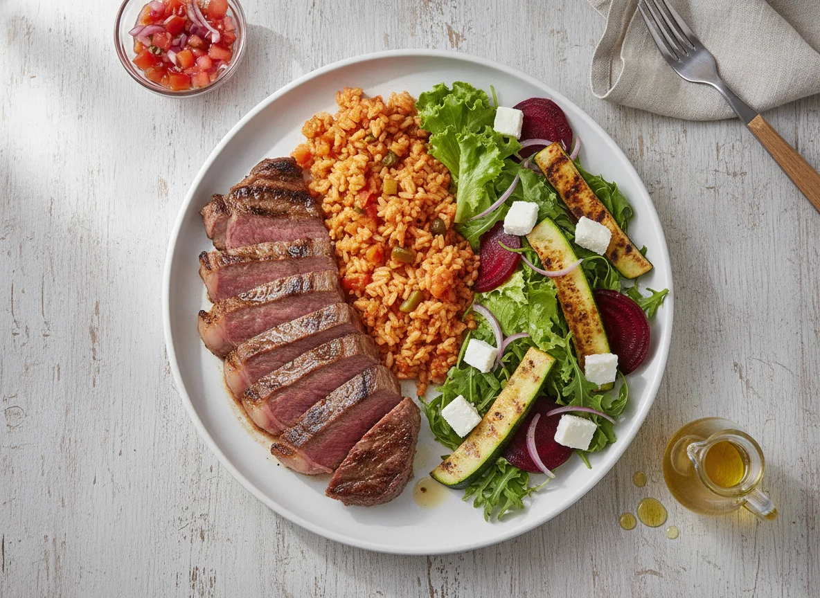 Prato Feito com Picanha, Arroz Temperado e Salada photo