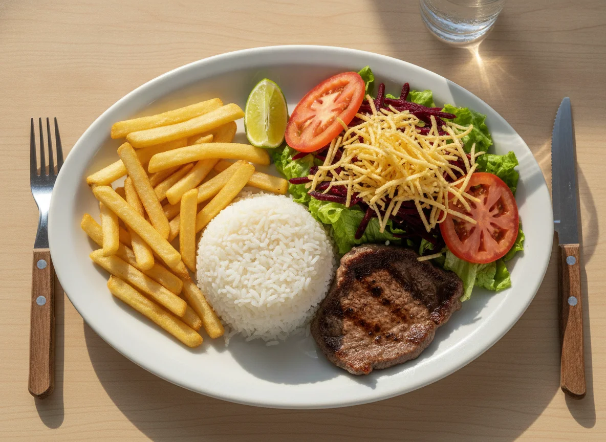 Prato Feito com Salada e Batata Frita photo