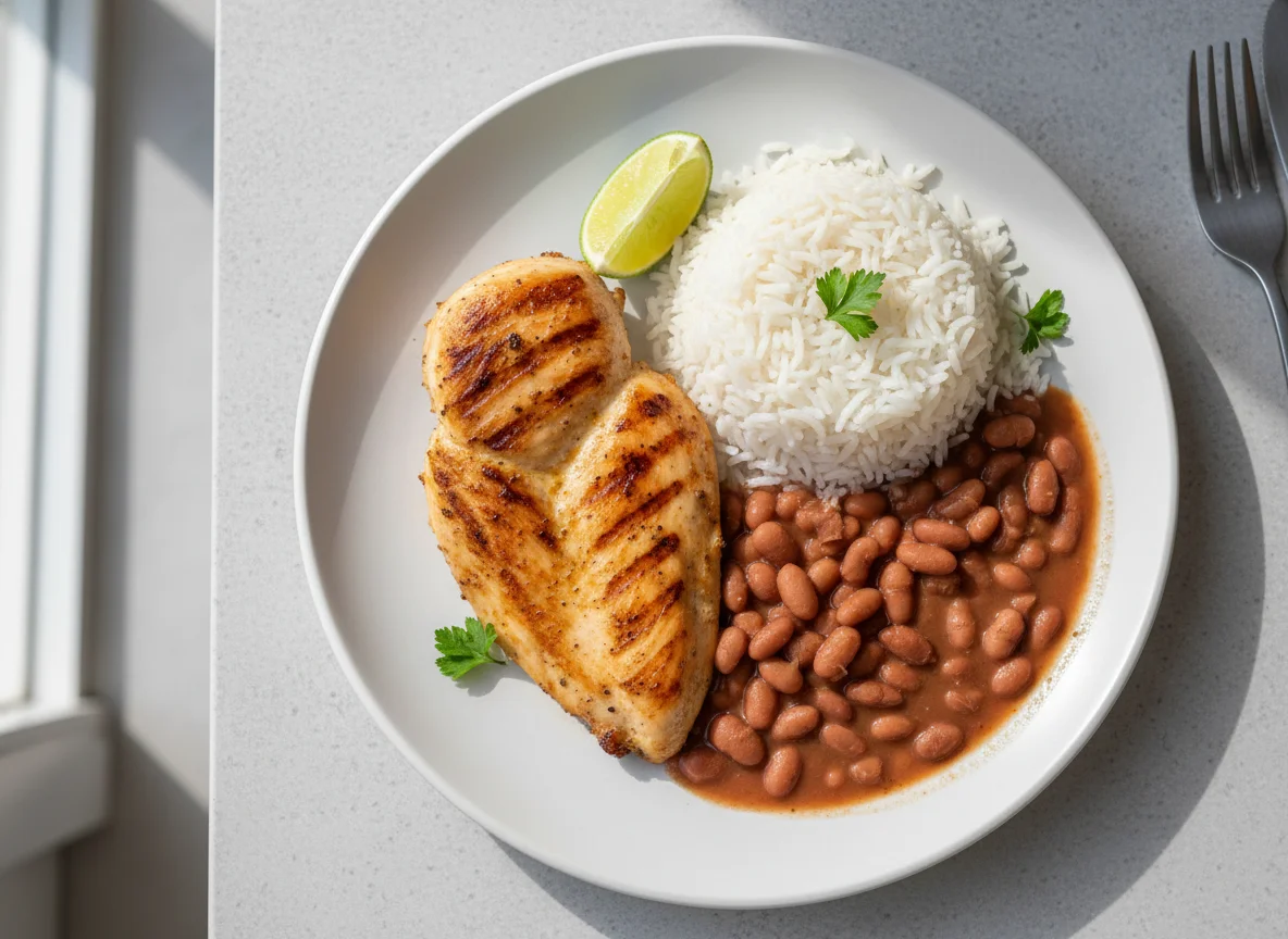 Prato Feito: Frango Grelhado, Arroz e Feijão photo
