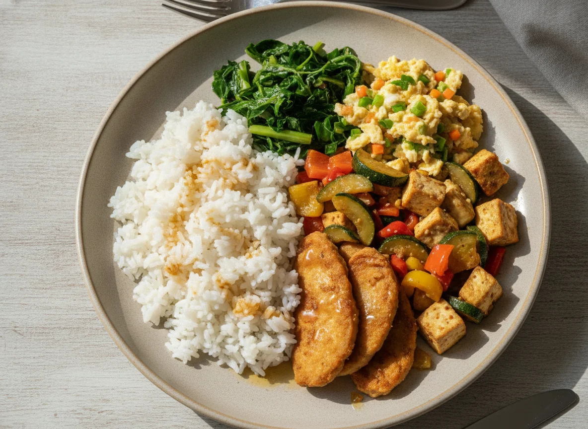 Prato Feito Vegetariano com Arroz e Legumes photo