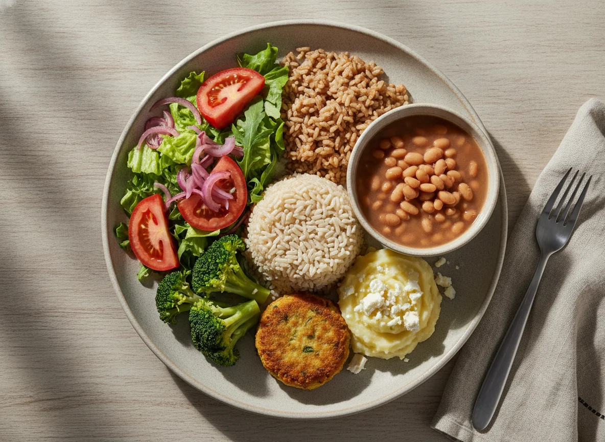 Prato Feito Vegetariano com Salada e Grãos photo