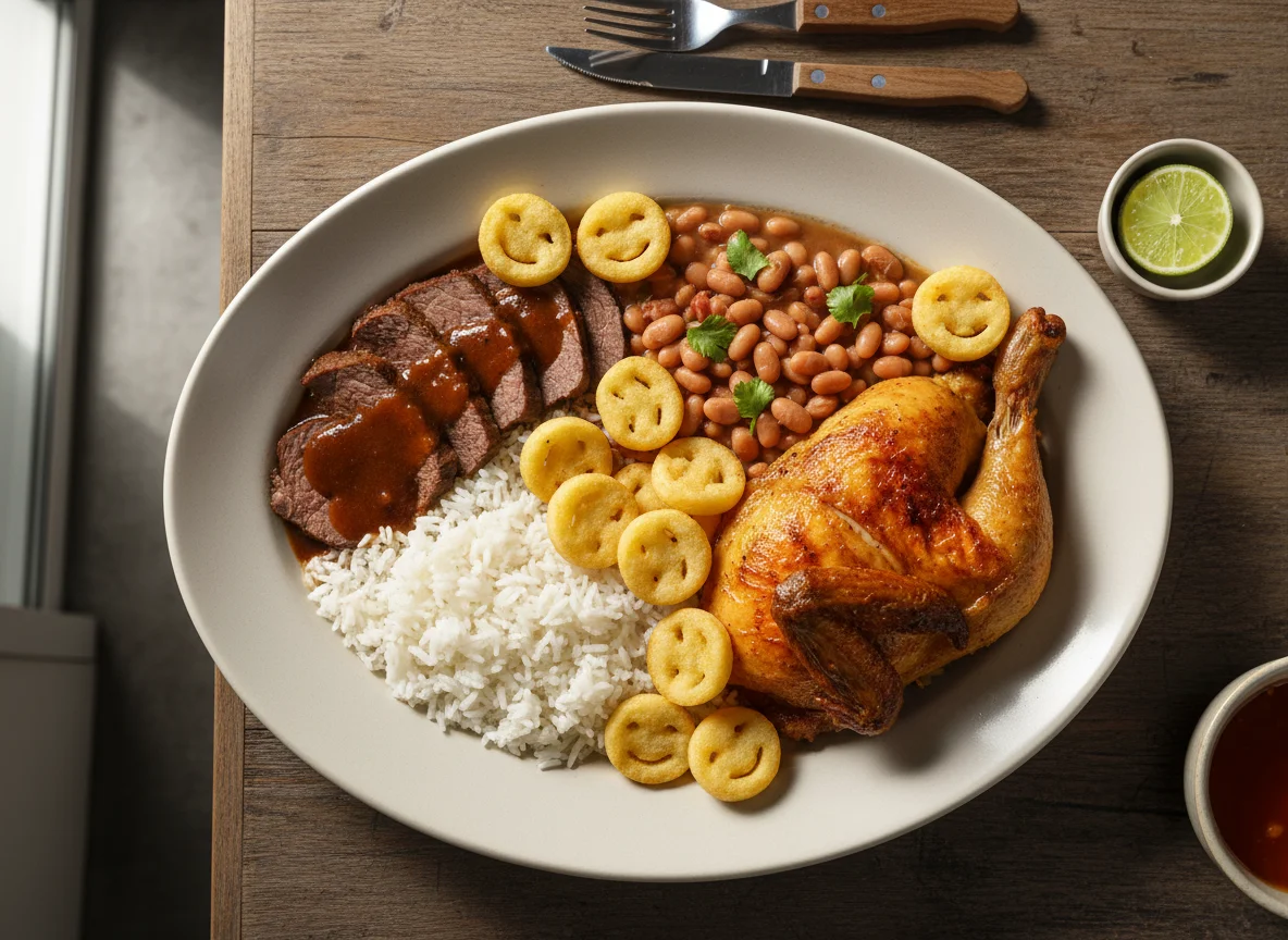 Prato misto com batatas sorriso photo