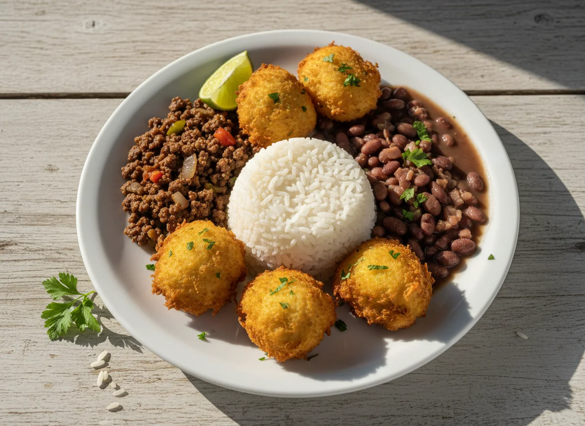 Prato misto com bolinhos de bacalhau photo